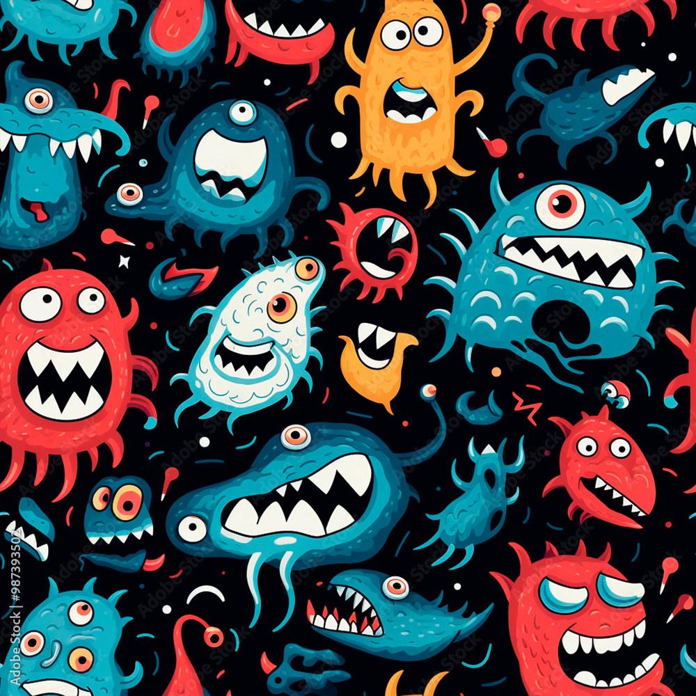 Fototapeta premium seamless pattern with monsters