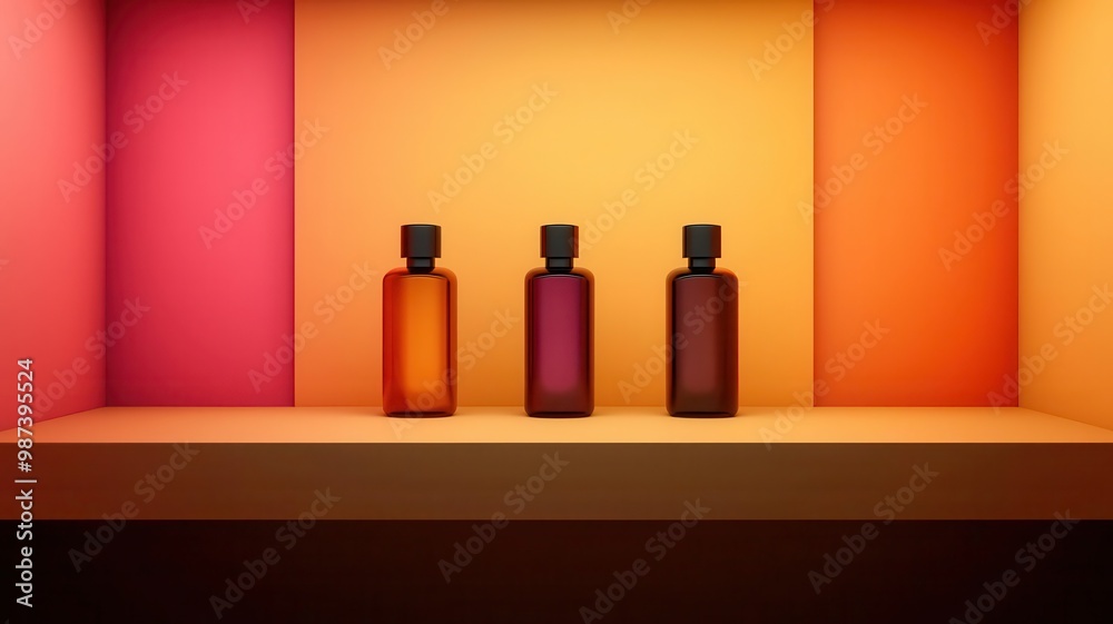 Virtual perfume collection, floating bottles, digital fragrance, neon highlights, hightech store Virtual perfume collection, floating bottles, digital fragrance, neon highlights, hightech store