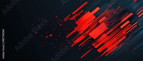 Dynamic Geometric Black Friday: Bold Red Streaks on a Sleek Black Canvas with Subtle Digital Overlays photo