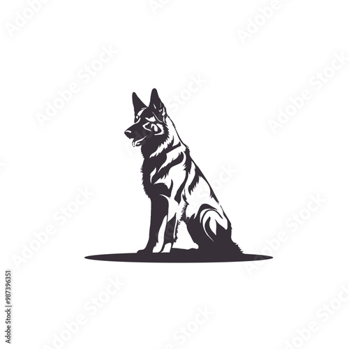 Dog black Silhouette vector art Illustration with white background, Isolated dogs on the white background. Dogs silhouettes. Vector EPS 10.