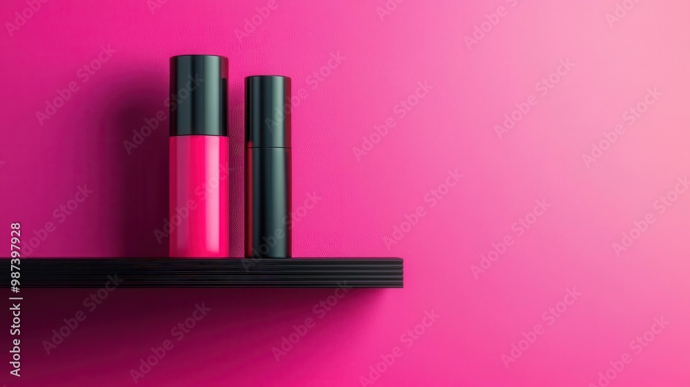 Futuristic shelf decor, holographic makeup collection, sleek product packaging, neonlit beauty products Futuristic shelf decor, holographic makeup collection, sleek product packaging, neonlit beauty products