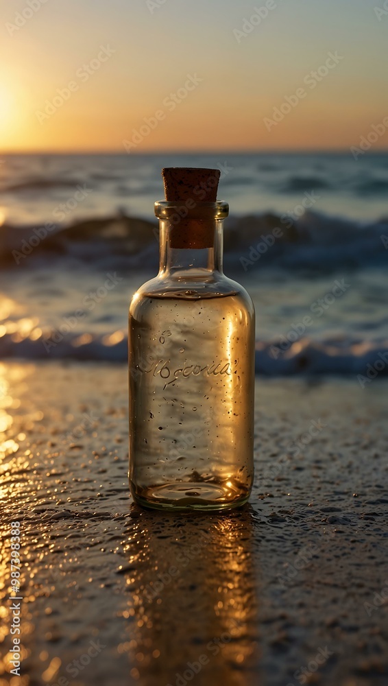 Message in a bottle at sunset. Message in a bottle at sunset.