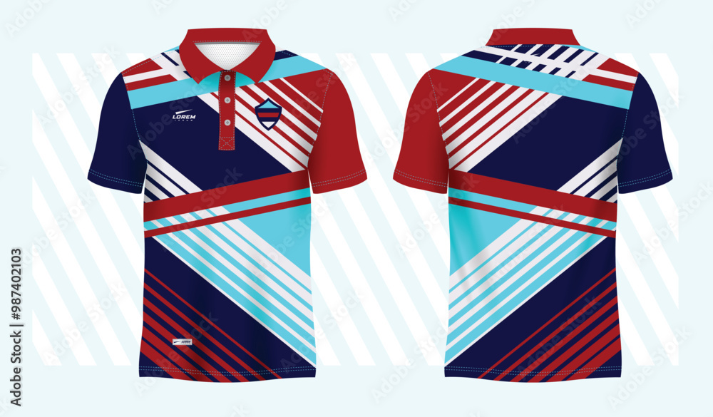 abstract blue and red polo sport shirt sublimation jersey template design abstract blue and red polo sport shirt sublimation jersey template design
