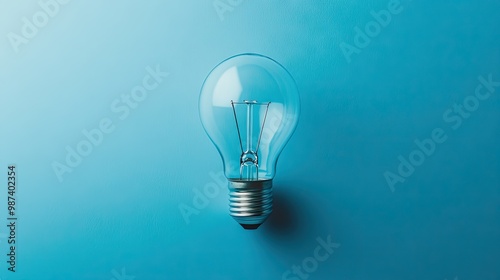 Flat lay of a light bulb with an empty background, leaving the top half of the image open for copy, perfect for energy or home improvement ads.