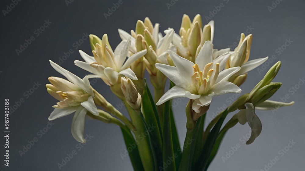 Fototapeta premium Tuberose on gray background