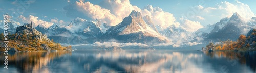 Majestic Mountain Landscape with Serene Water Reflection