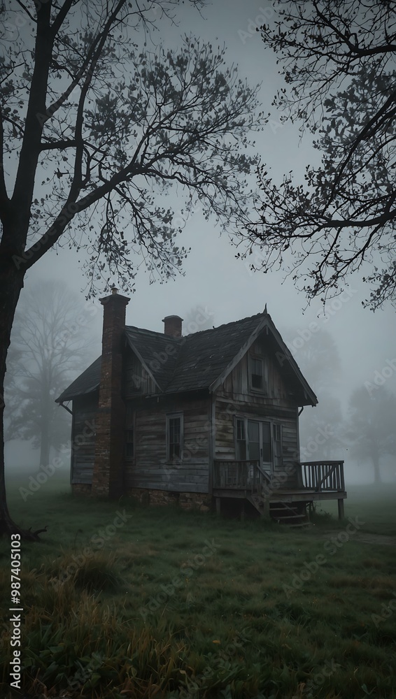 Mysterious house shrouded in fog. Mysterious house shrouded in fog.