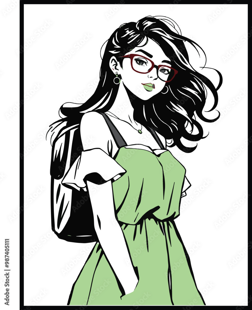 Fashion girl with sunglass vector @ illustration design Fashion girl with sunglass vector @ illustration design