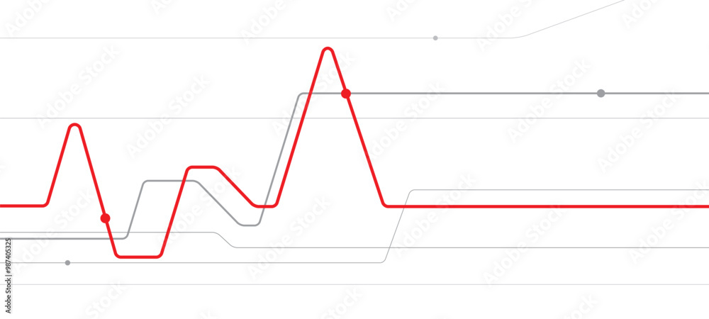 Abstract outline illustration for your project. Growth chart. Gray and red lines image on white background. Vector design art Abstract outline illustration for your project. Growth chart. Gray and red lines image on white background. Vector design art