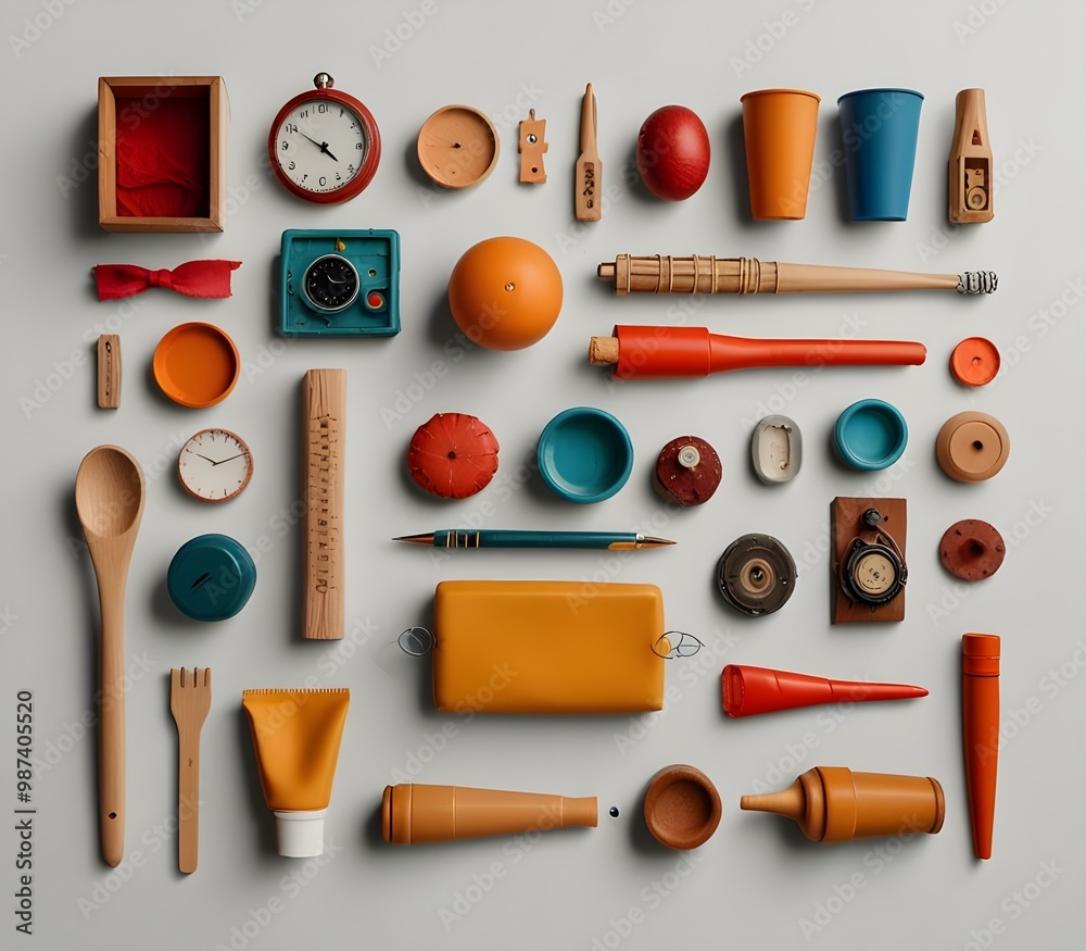 Collage of different objects on white background ai gegerate Collage of different objects on white background ai gegerate