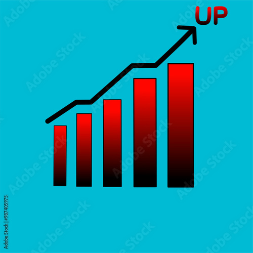 Illustration of business graph increase with gradient color