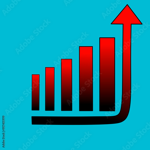 Illustration of business graph increase with gradient color