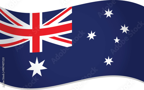Austrlia Country Flag Waving in Air