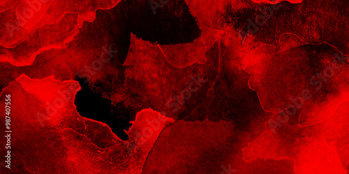 red polished stained watercolor background,  old style dark red grunge texture, watercolor background wallpaper with clouds. Red particles explosion on black background graphics pattern.	