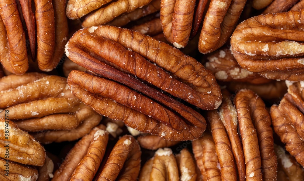 Close-up view of delicious pecan nuts with rich texture, perfect for culinary use, snacking, and baking. Close-up view of delicious pecan nuts with rich texture, perfect for culinary use, snacking, and baking.