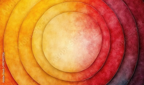 Colorful concentric circles creating a vibrant abstract background with a warm gradient effect, perfect for artistic projects.
