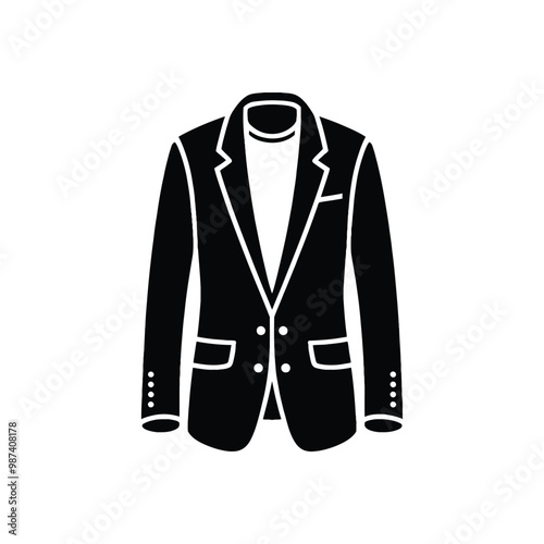 Men’s Black Blazer Vector – Formal Suit Jacket Silhouette for Clothing and Apparel Branding