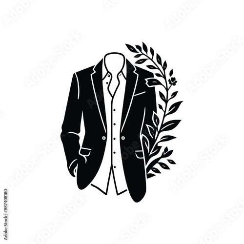 Classic Men's Blazer Silhouette – Vector Illustration for Tailored Suit and Fashion Concepts