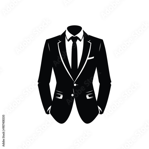Black Blazer Vector Illustration – Sleek Formal Jacket Silhouette for Men’s Fashion Designs