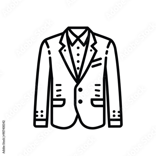 Elegant Men's Blazer Icon – Minimalist Black Suit Jacket Vector for Formal Wear