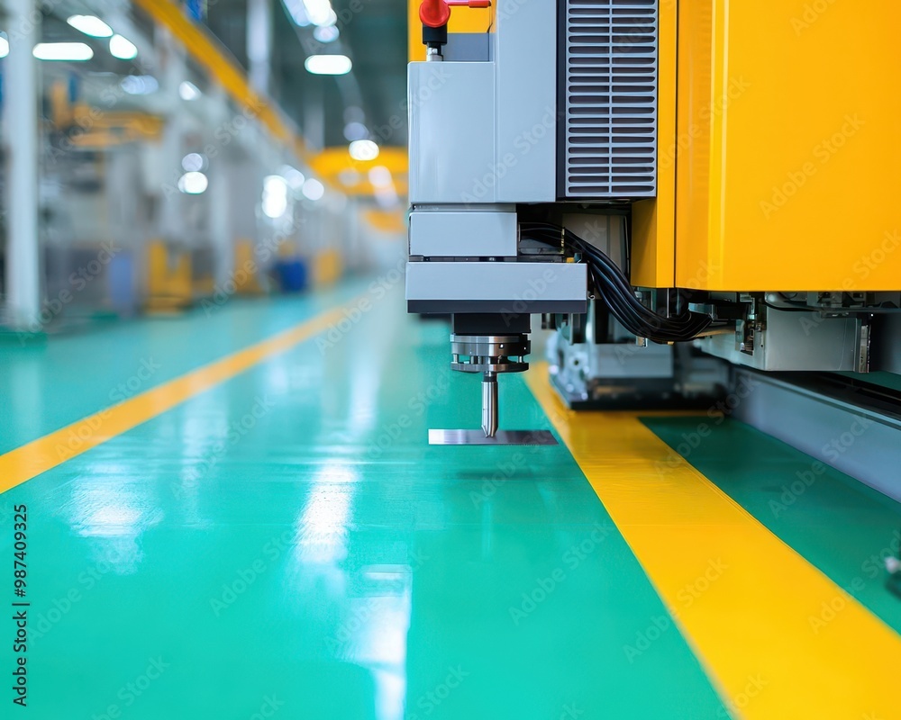 Obraz premium Factory floor with plastic molding machines creating precision parts, streamlined production process