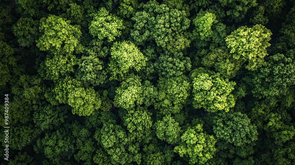 Aerial view of nature green forest and tree. Forest ecosystem and health concept and background, generative ai Aerial view of nature green forest and tree. Forest ecosystem and health concept and background, generative ai