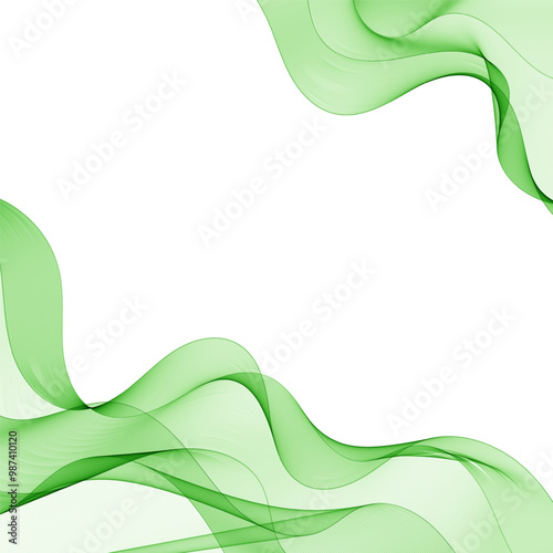 Abstract background with green waves on a white background. Background for presentation, advertising, cover and much more.