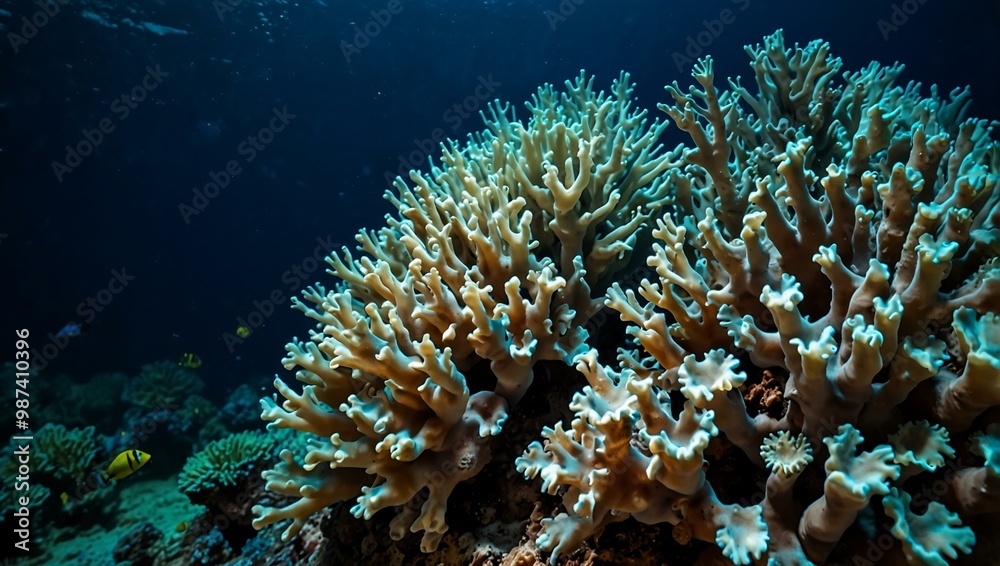 Peaceful underwater scene of the Mariana Trench coral reef. Peaceful underwater scene of the Mariana Trench coral reef.