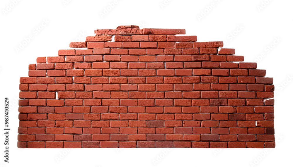Obraz premium Red brick wall, white isolated background.