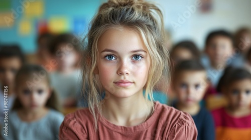 Wallpaper Mural daycare teacher struggling to manage a classroom full of children, emphasizing the dedication and multitasking required in early childhood care Torontodigital.ca