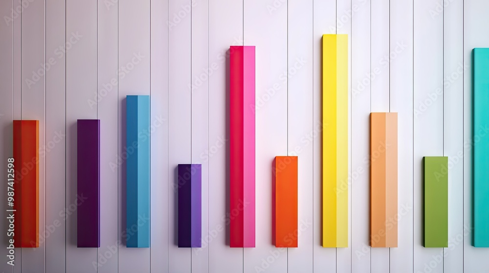 Top view of a bar graph with various bar heights and a wide open space on the left side for adding titles or annotations. Top view of a bar graph with various bar heights and a wide open space on the left side for adding titles or annotations.