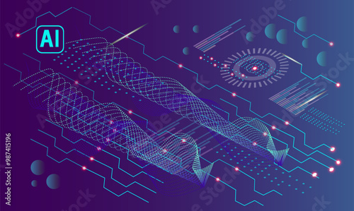ai data background  circuit,hi  tech, blue dark banner