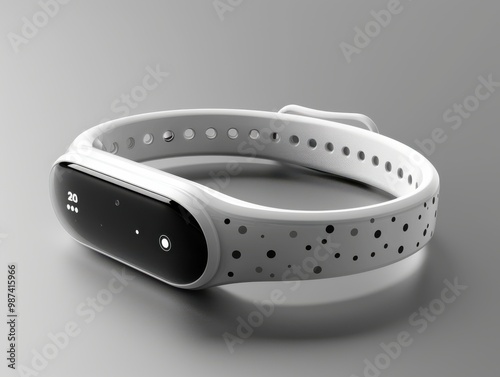 Modern Fitness Tracker with Minimalist Design on Grey Background