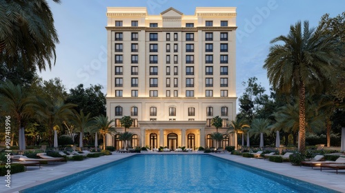 The Ritz-Carlton Riyadh's Glowing Exterior and Lush Surroundings
