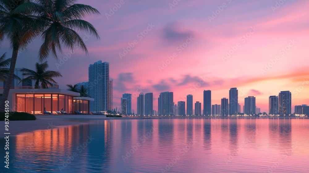 Naklejka premium Four Seasons Hotel Bahrain Bay Glowing