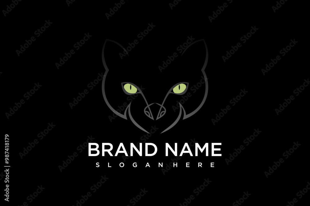 cat logo in abstract line style