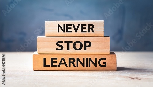 Wallpaper Mural Text Never Stop Learning on a wooden blocks. Education concept.
 Torontodigital.ca