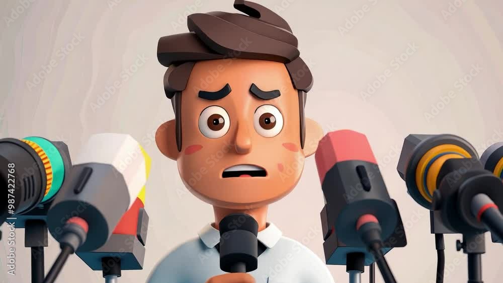 A candidate is shown in a 3D cartoon animation conducting an interview ...