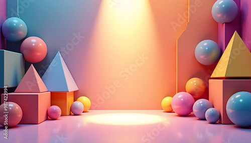 simple object room 3d background 4