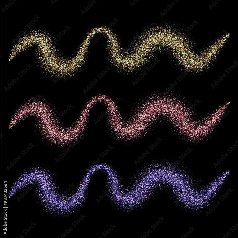 Set of colorful abstract shiny waves. Eps 10