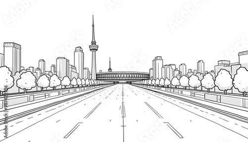sketch building stadium and tall tower 8