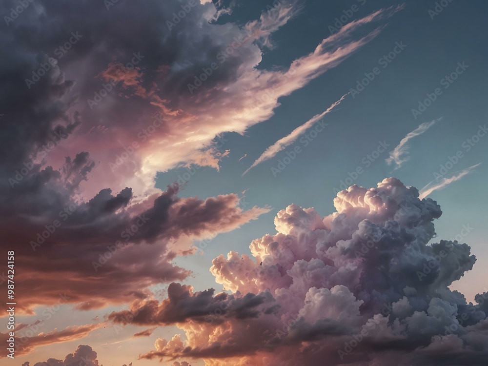 Soft pastel cloudscape with dreamy hues of pink and lavender. Soft pastel cloudscape with dreamy hues of pink and lavender.