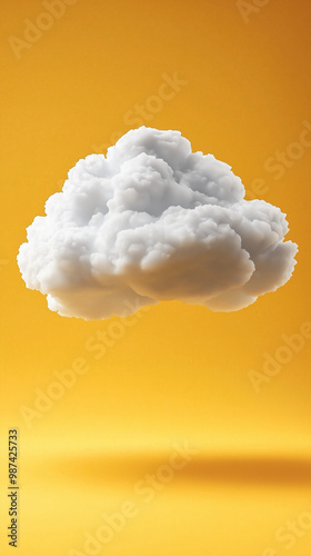 A realistic cloud on yellow limbo background