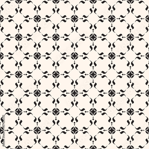 Abstract simple floral gothic style seamless pattern. Elegant minimal monochrome stylish background. Perfect for textile, wallpaper and fabrics.