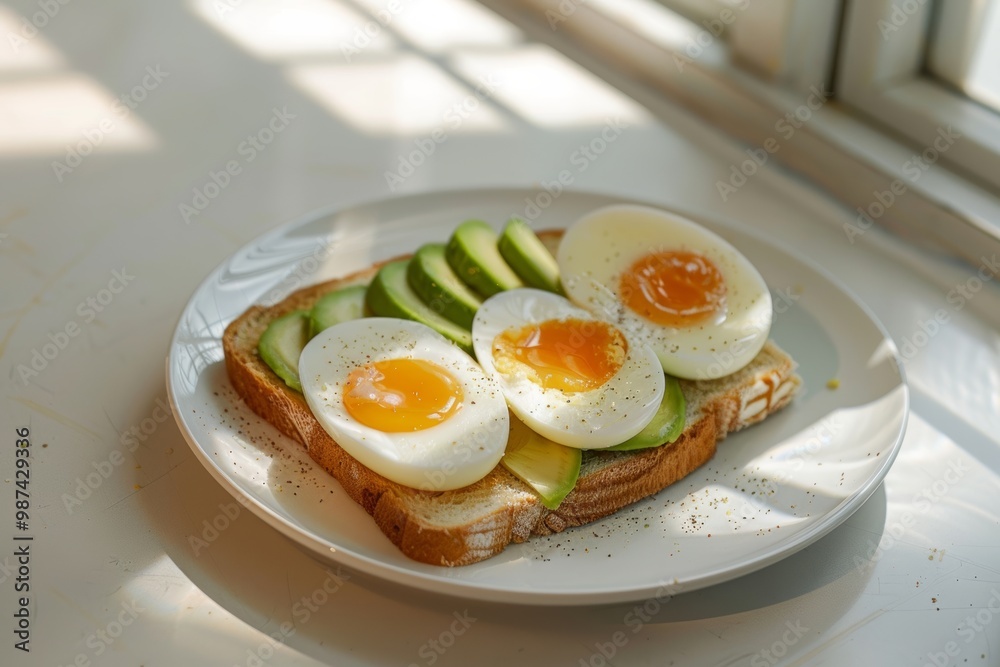 Delicious avocado toast with soft-boiled eggs Delicious avocado toast with soft-boiled eggs