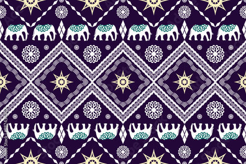 Ethnic Figure aztec embroidery style.Geometric ikat oriental traditional art pattern.Design for ethnic background,wallpaper,fashion,clothing,wrapping,fabric,element,sarong,graphic,vector illustration.