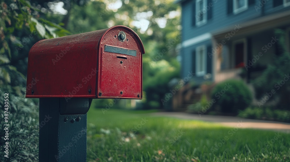 a red mailbox of house complex a red mailbox of house complex