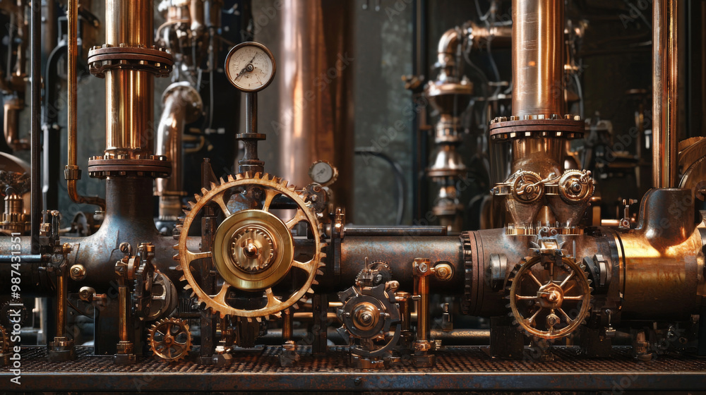 A machine with a large gear and a clock on it A machine with a large gear and a clock on it