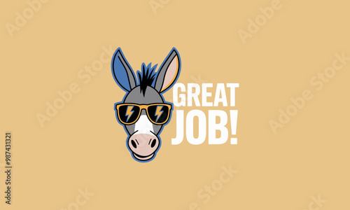 Cool donkey with sunglasses and Great Job text vector