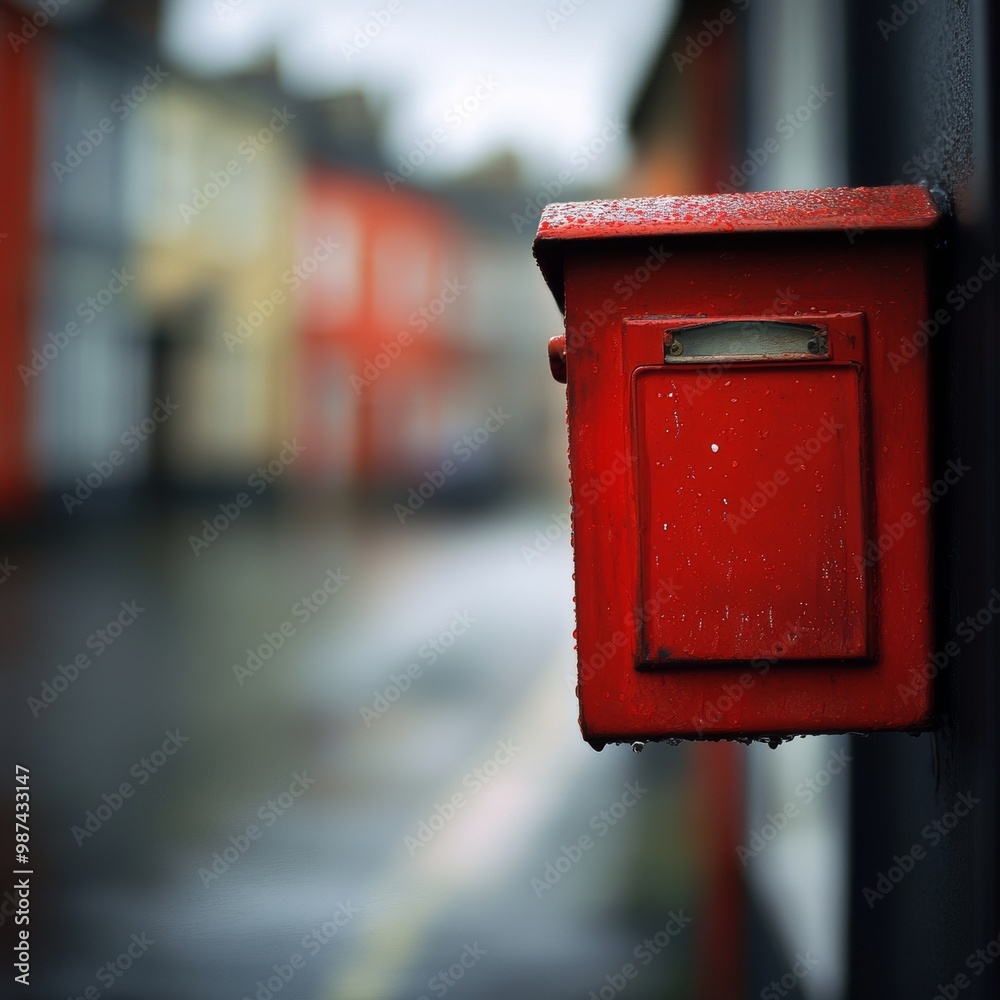a red mailbox of house complex a red mailbox of house complex